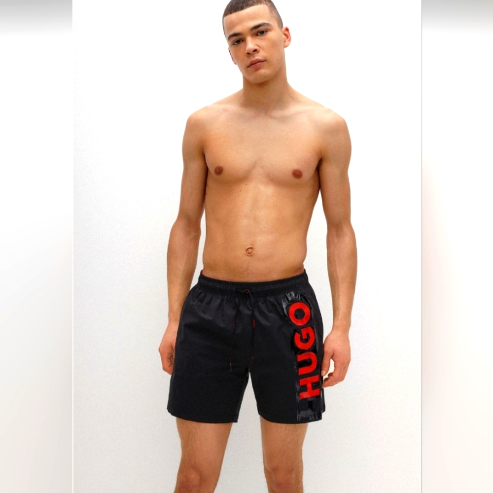 Hugo Boss. Quick-drying swim shorts with cyber-shadow logo